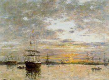 尤金 佈丹 The Port of Le Havre at Sunset 尤金 佈丹 The Port of Le Havre at Sunset